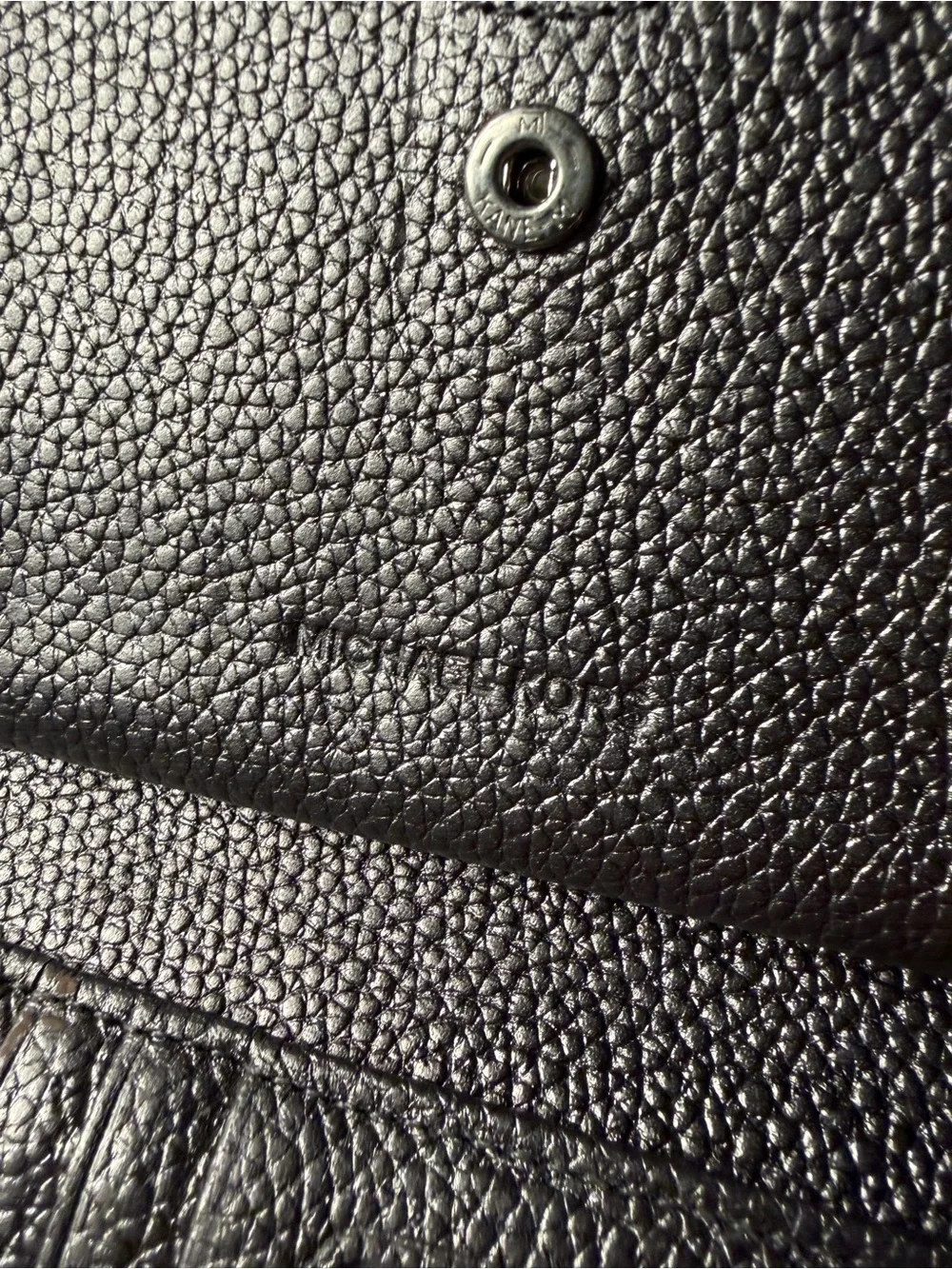 Michael Kors Metallic Pewter Pebbled Leather Wristlet
